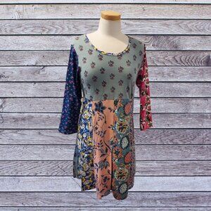 NWT Patchwork Baby Doll Mini Dress-Size Medium